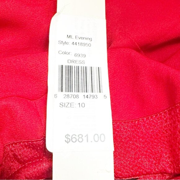 NWT ML Monique Lhuillier Sleeveless Satin Gown Red Size 10 - Picture 7 of 7